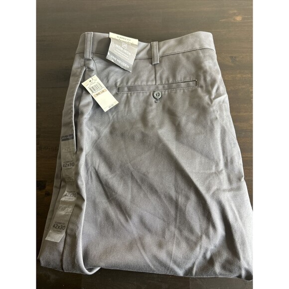 Van Heusen Flex Waistband Pants Classic Fit Gray Non Iron NWT, Big & Tall, 42x30 - Picture 10 of 10